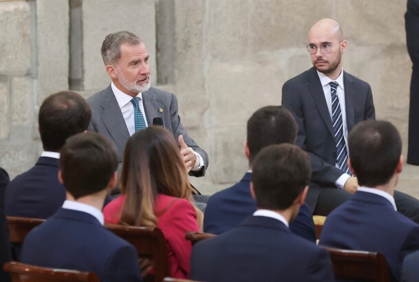 Don Felipe durante la audiencia a los nuevos funcionarios del Cuerpo de Ingenieros Industriales del Estado